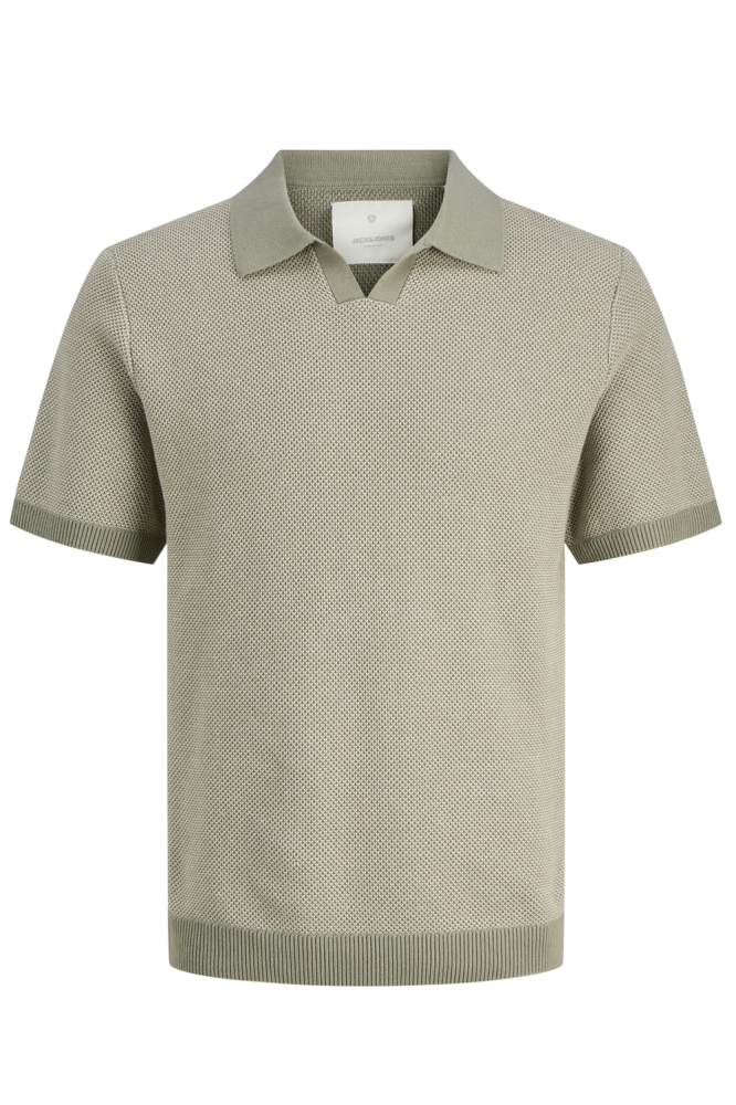 JPRCCEASTON KNIT SPLIT NECK SS SN 12273012 Tea Leaf